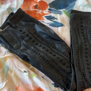 Black pleather skinny pants